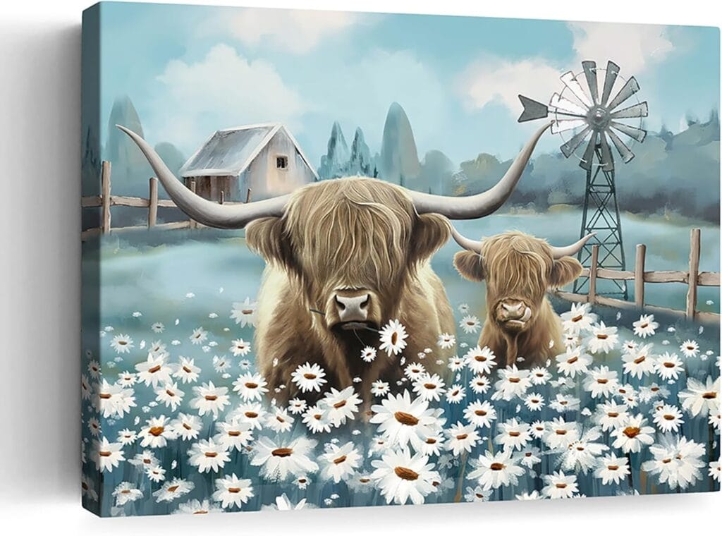 Framed Highland Cow Print (Rustic Frame)