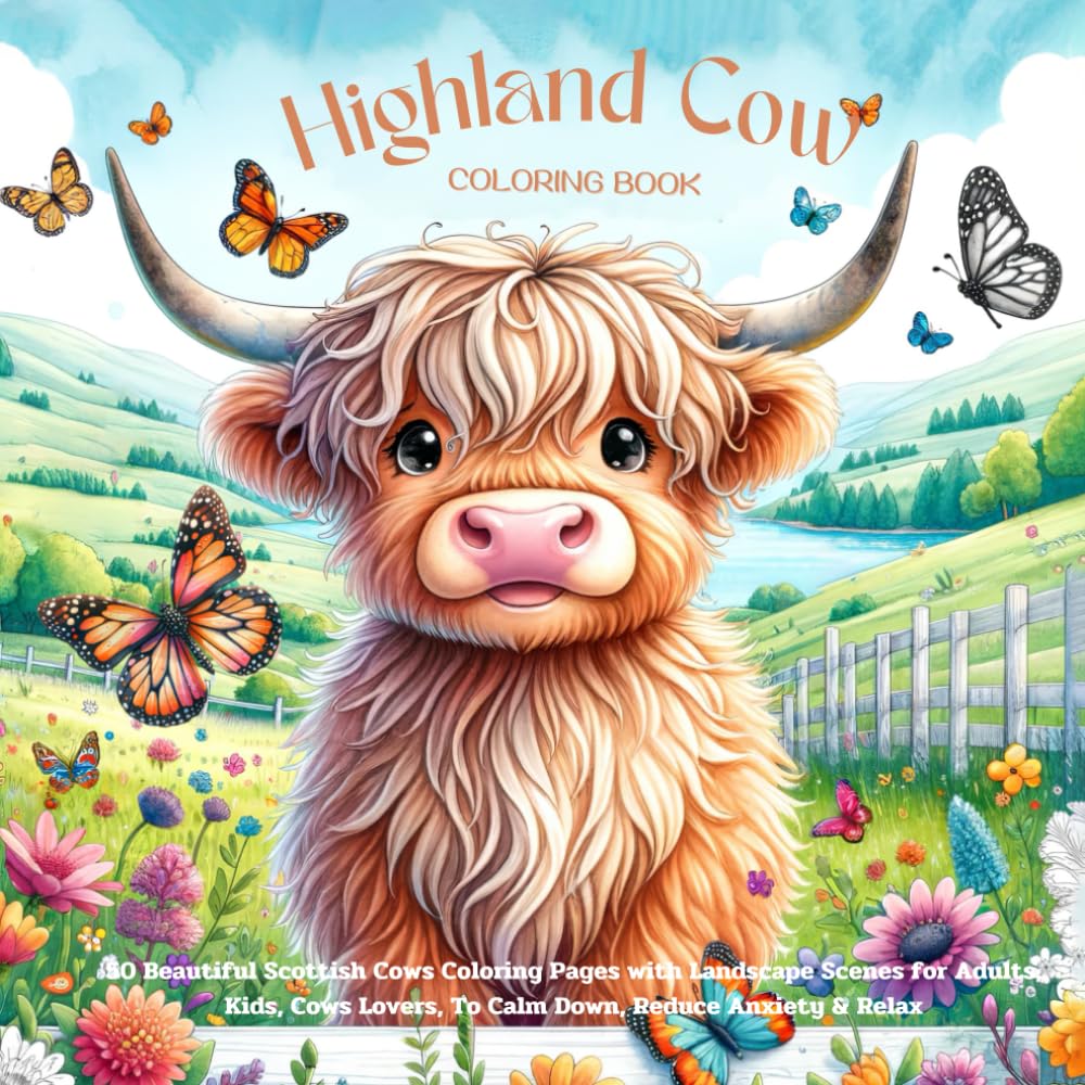 Highland Cow Coloring Book