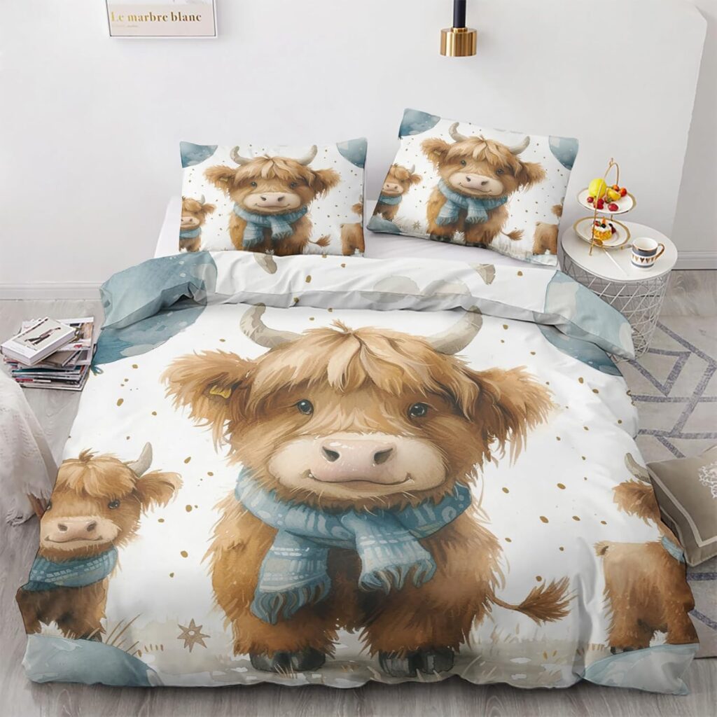 Highland Cow Duvet Cover Set Queen or Double