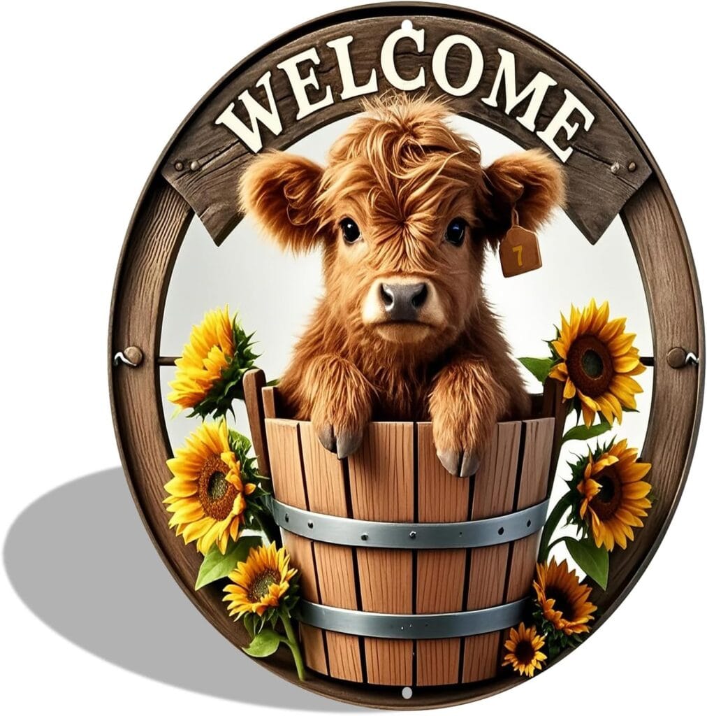 Highland Cow Garden Welcome Sign
