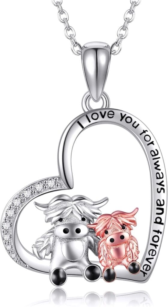 Highland Cow Heart Pendant Necklace