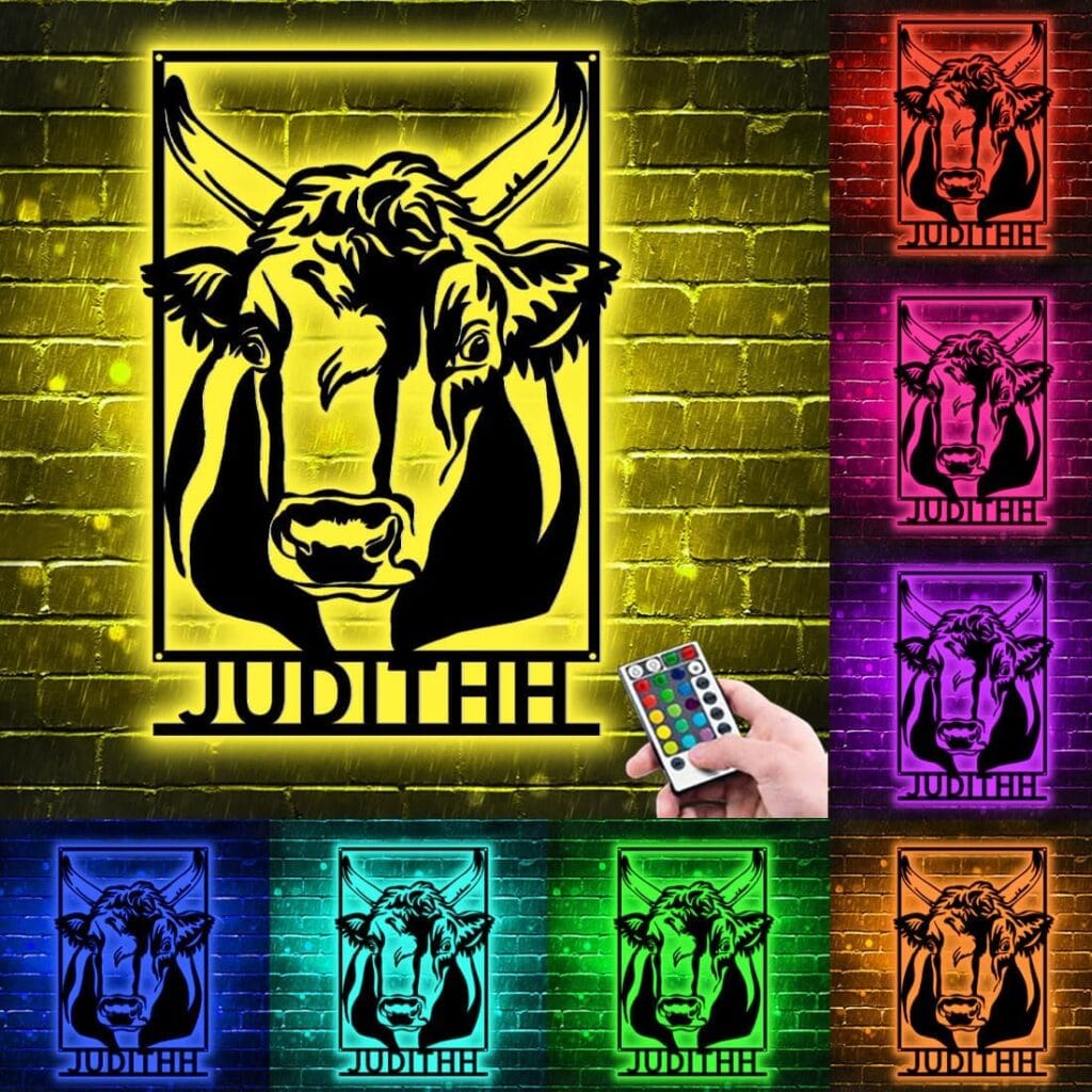 Highland Cow Metal Wall Sign