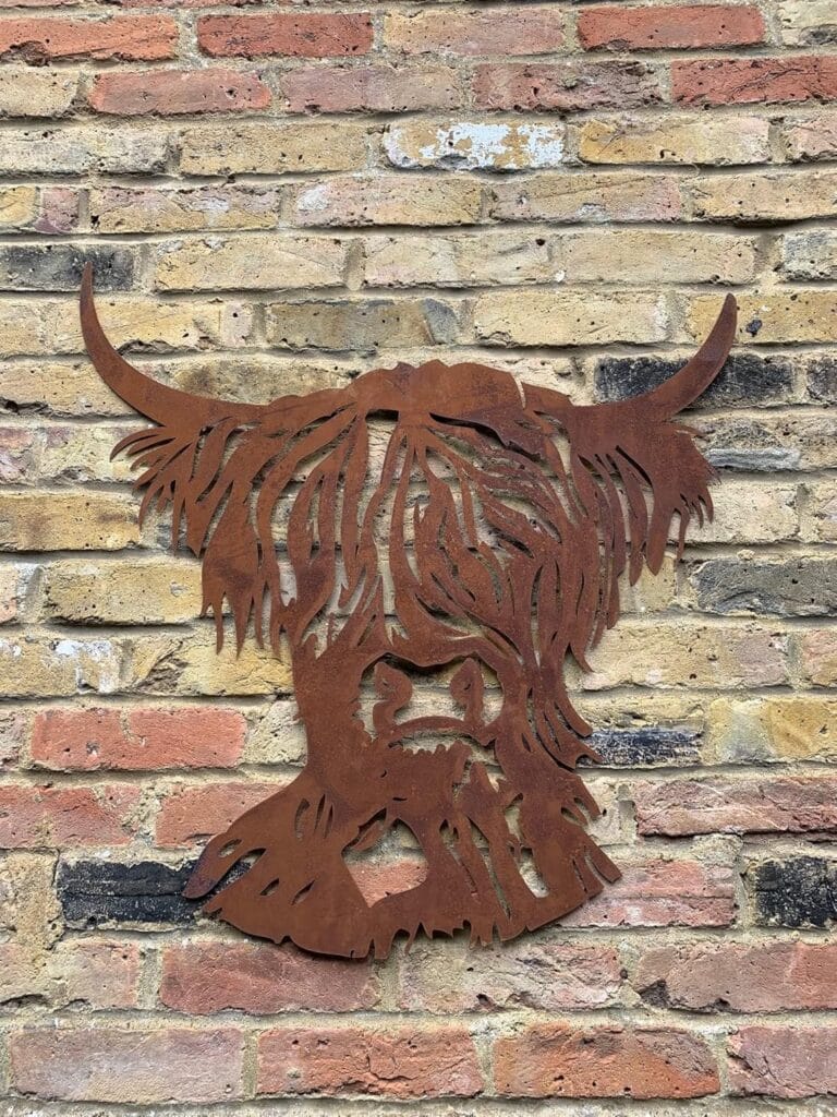 Highland Cow Rustic Metal Garden Wall Plaque