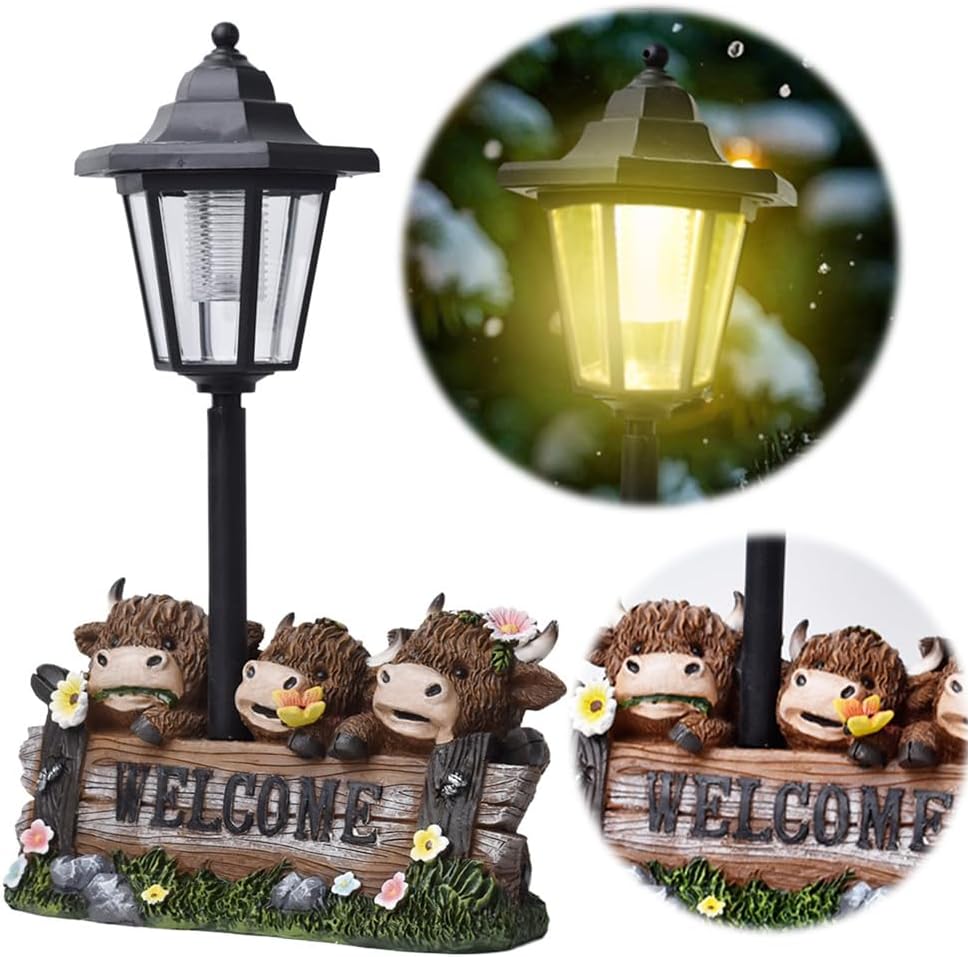 Highland Cow Solar Garden Lights