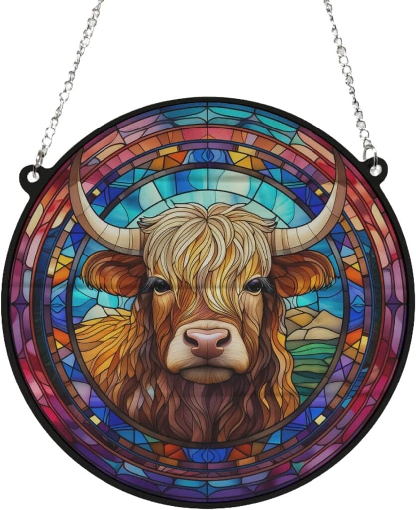 Highland Cow Stained Glass Effect Suncatcher