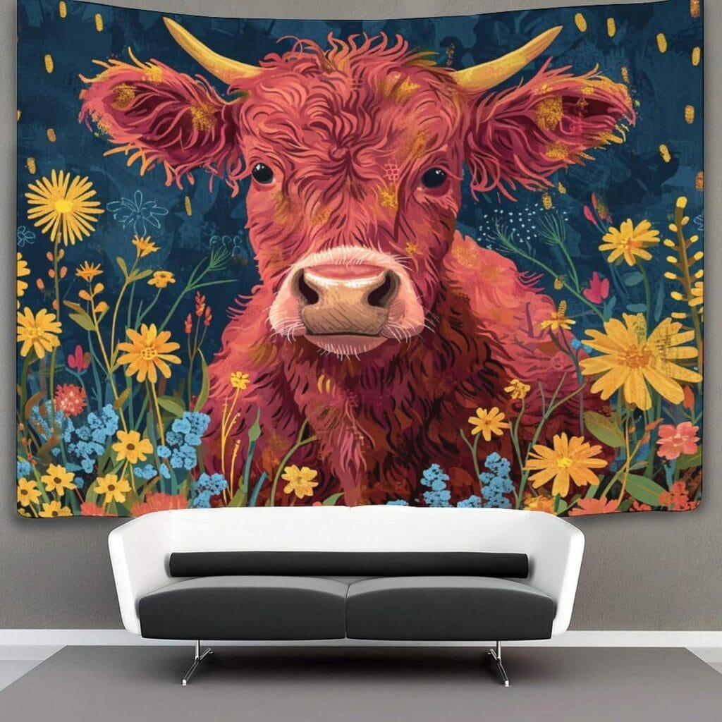 Highland Cow Tapestry Wall Hanging