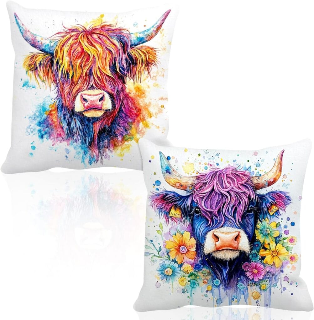 Highland Cow Throw Pillow Covers multi colours