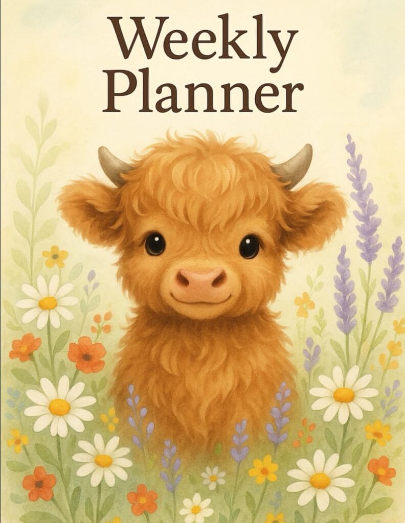 Highland Cow Weekly Planner