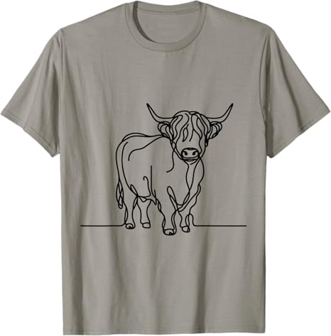 Minimalist Line-Art Highland Cow Tee