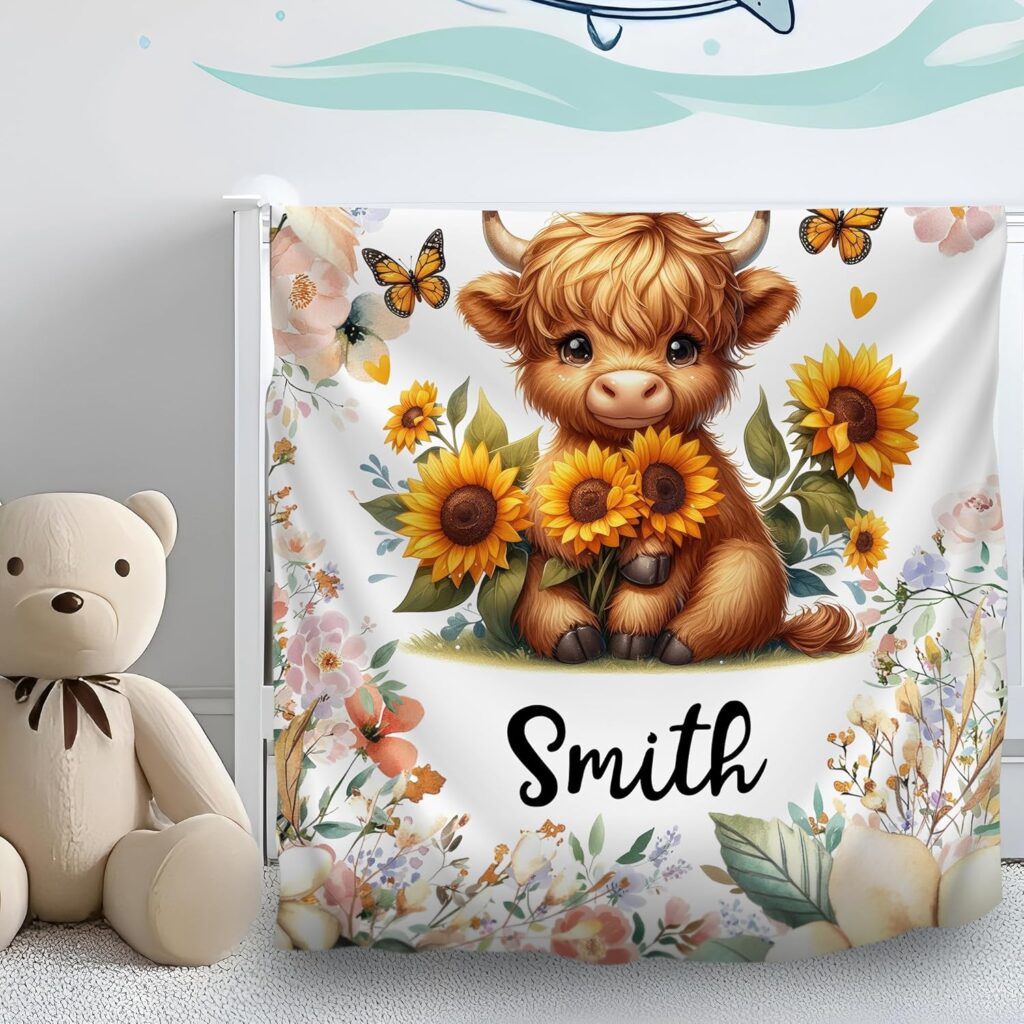 Personalized Highland Cow Blanket