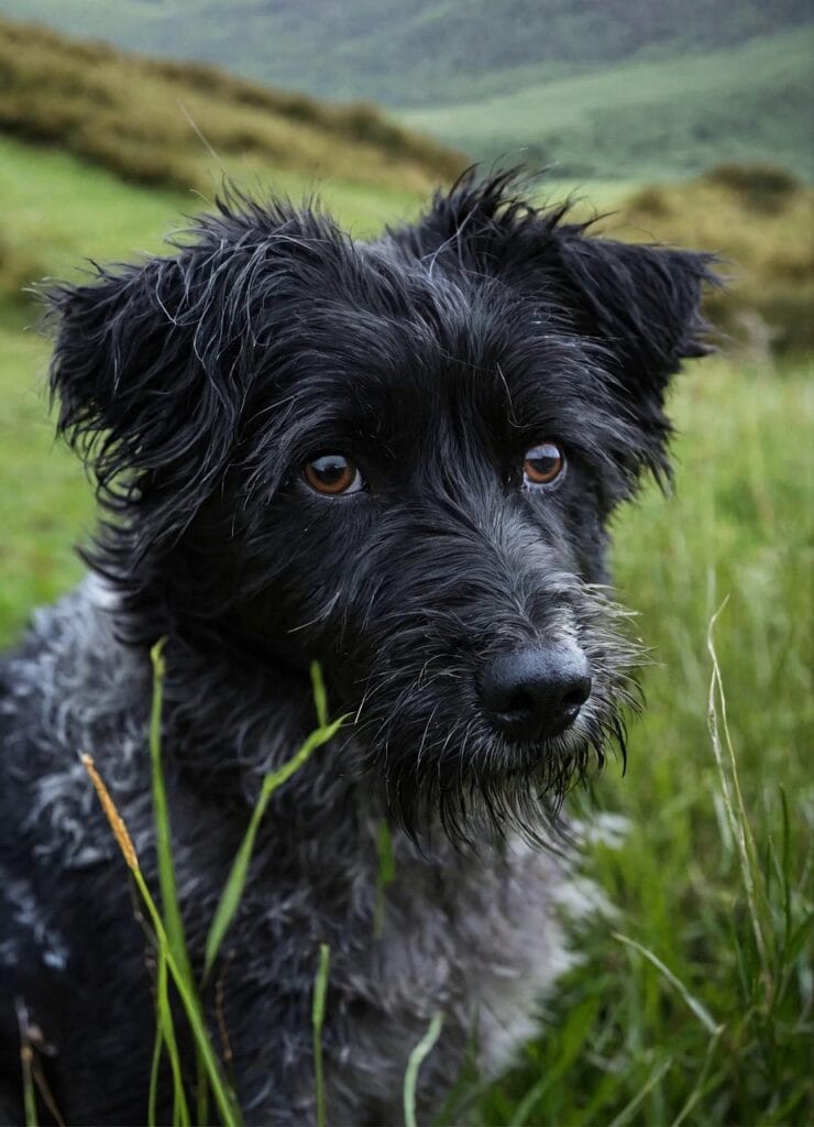 black dog with do highland cows get along with dogs