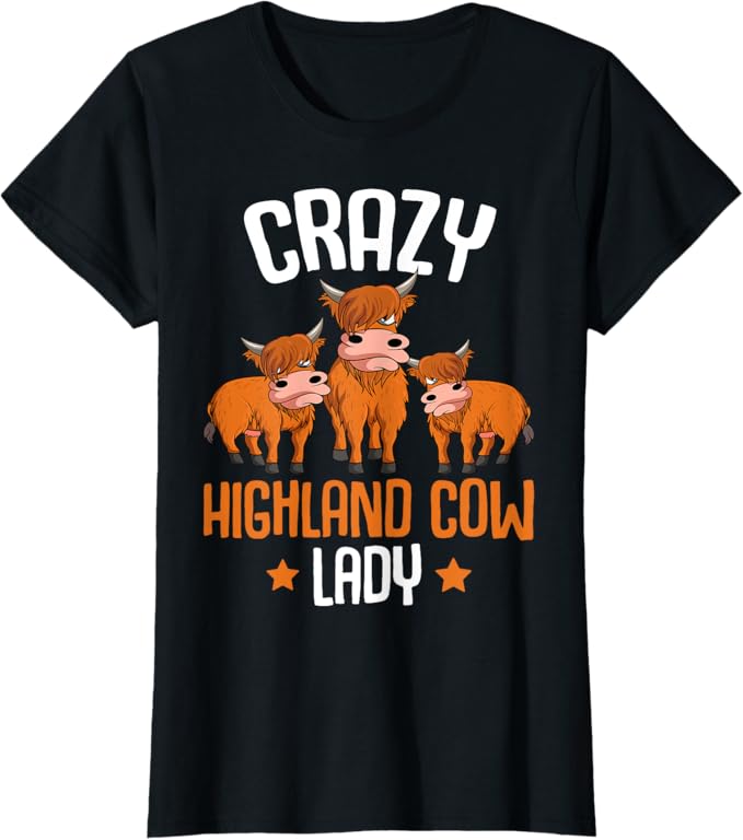 Crazy Highland Cow Lady T-Shirt