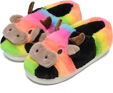 Fluffy Cow Bright Slippers