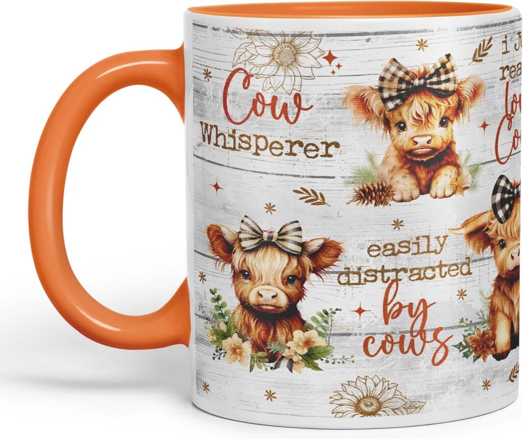 Highland Cow Floral Wreath Mug