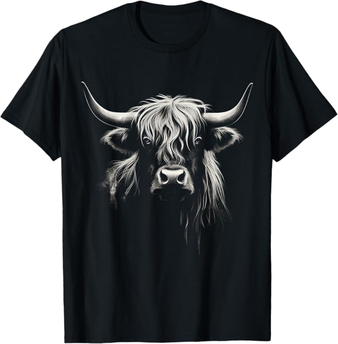 Minimal Highland Cow Drawing Graphic Highland Cow T-Shirt