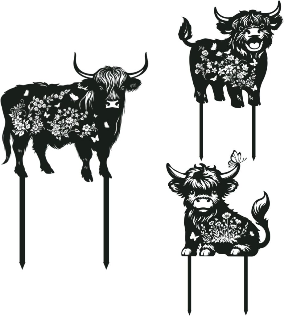 Highland Cow Metal Garden Stake