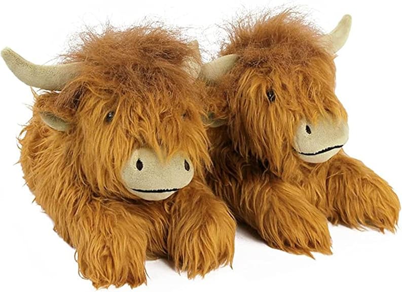 Highland Cow Plush Warm Animal Slippers