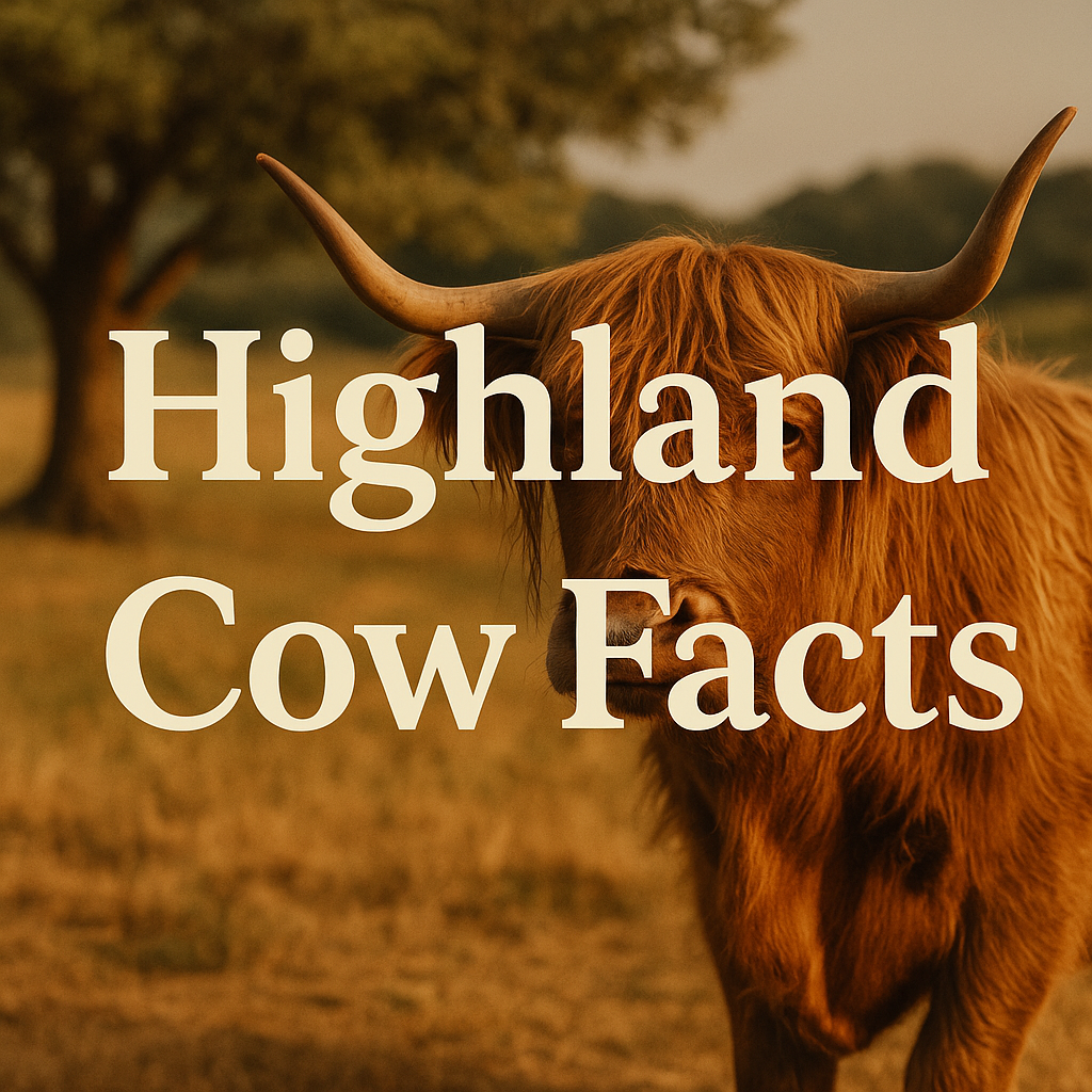 Homepage image to highland cow facts with the text saying that and a highland cow in the background