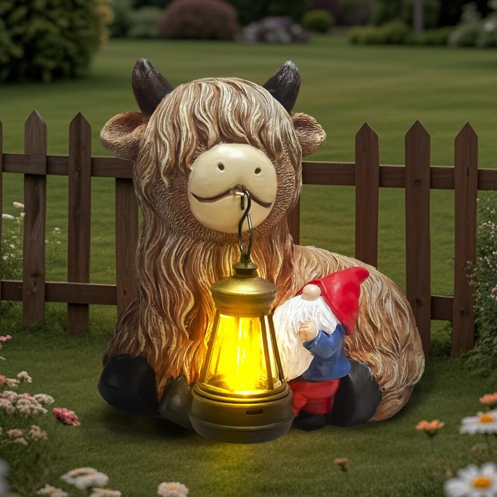 Solar-Powered Highland Cow Lantern